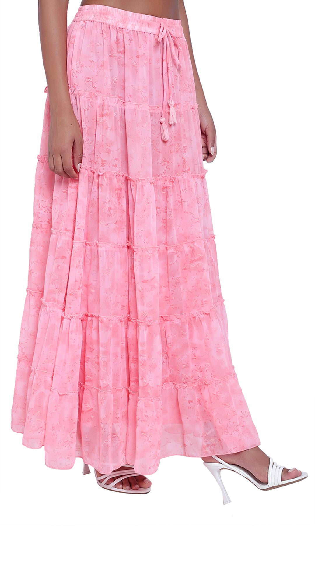 Printed 6-Tiered Long Skirt