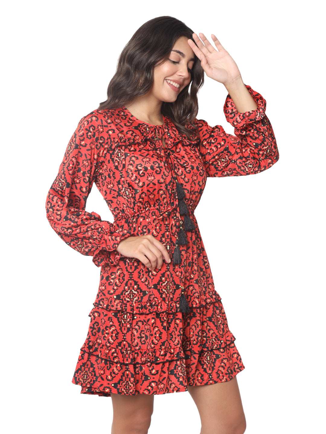 Robe courte à volants en soie Regal Radiance 
