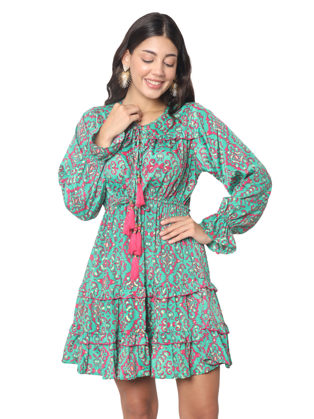 Robe courte à volants en soie Regal Radiance 