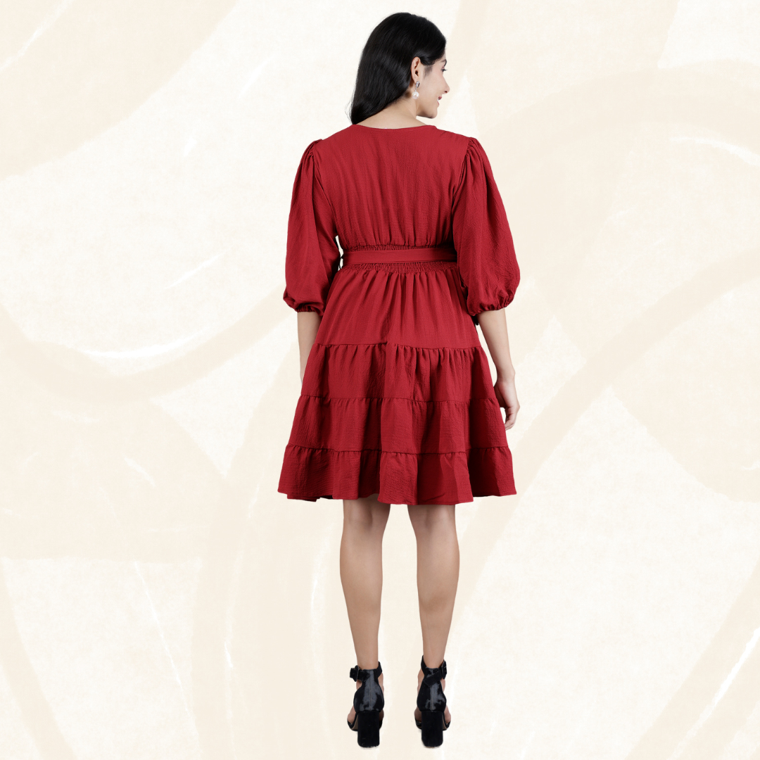 OLIZO Women's Smocked Waist Tiered Western Dress
