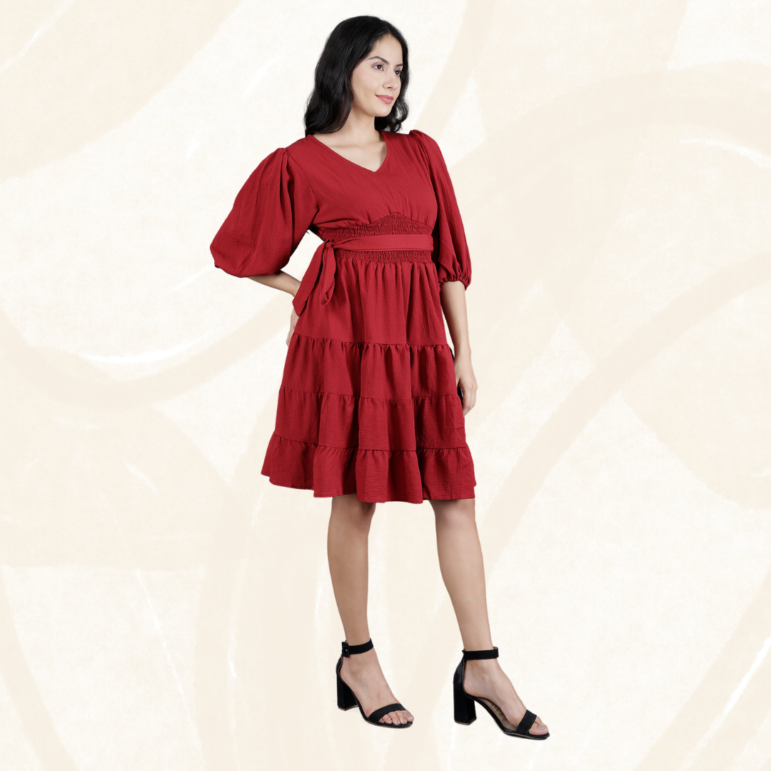 OLIZO Women's Smocked Waist Tiered Western Dress