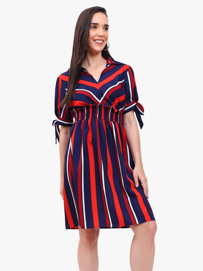 Vestido de crepe a rayas