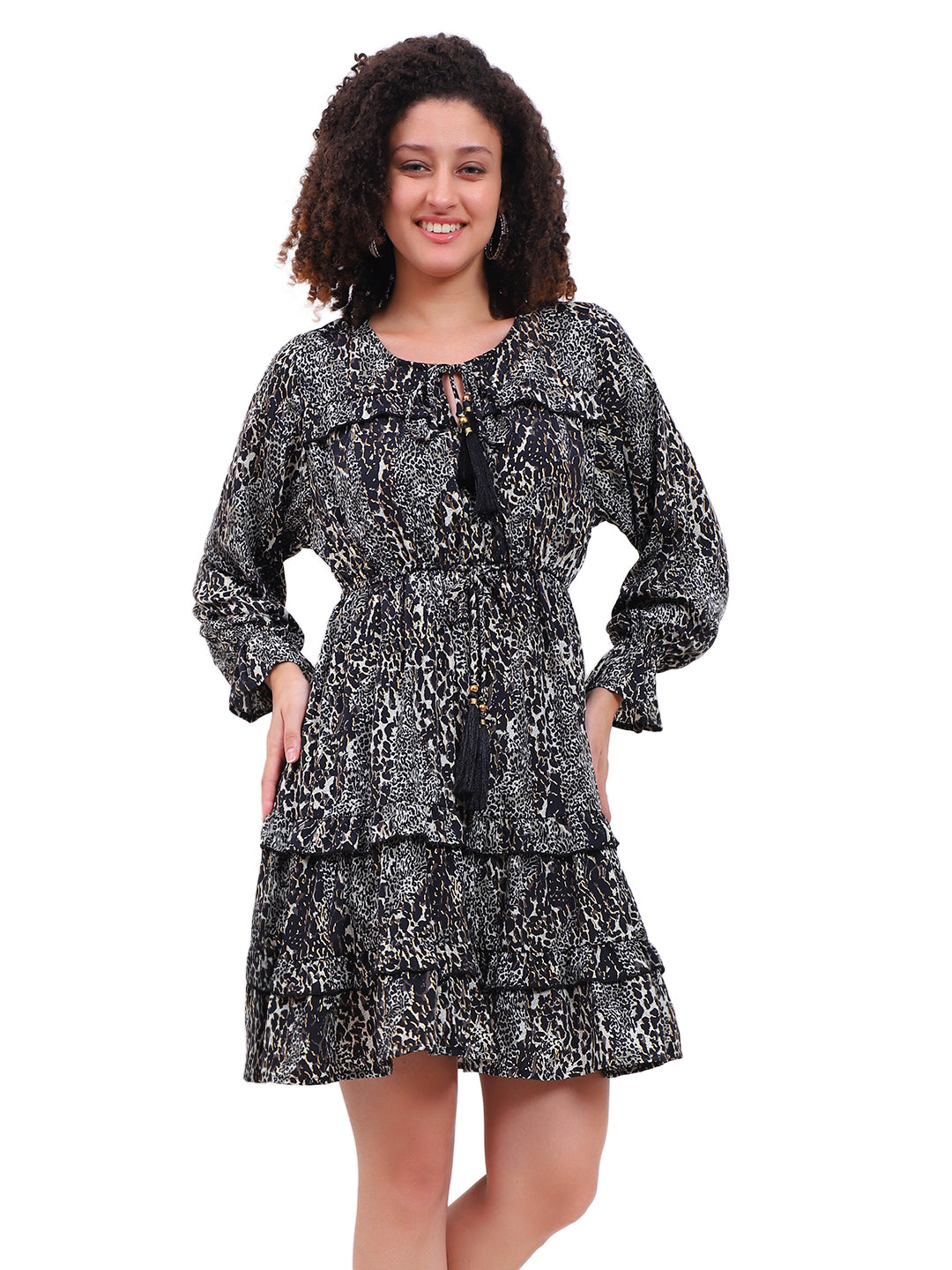 Robe courte à volants en soie Regal Radiance 