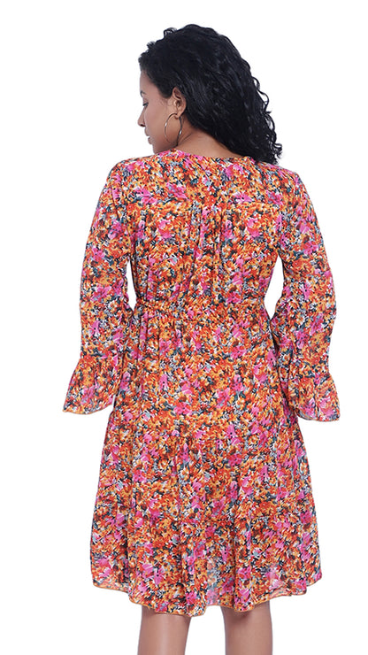 Floral Printed Georgette Dress