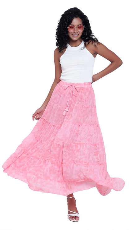 Printed 6-Tiered Long Skirt